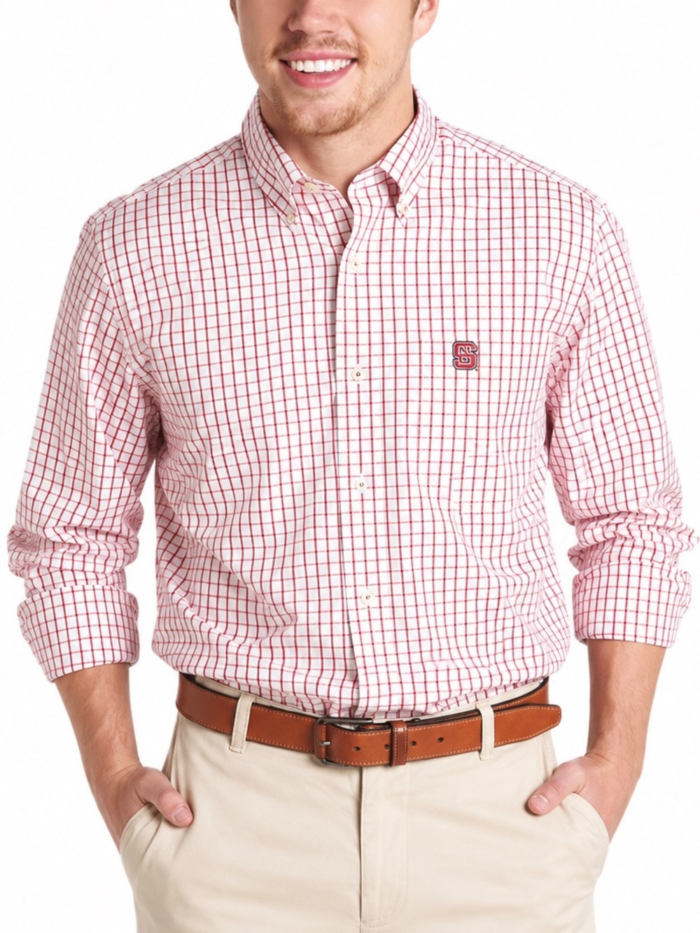 Southern Tide NC State Wolfpack Gameday Tattersall Sportshirt S Classic Fit